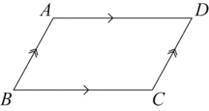 Parallelogram with equal opposite angles labelled a and b