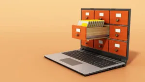 File cabinet drawers with folders standing inside