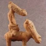 Nok terracotta sculpture of a man riding a horse